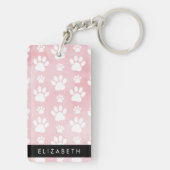 Hondenpoten, witte poten, roze Waterverven, Jouw n Sleutelhanger (achterkant)