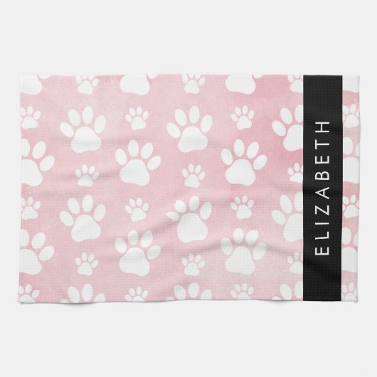 Hondenpoten, witte poten, roze Waterverven, Jouw n Theedoek (Horizontaal)