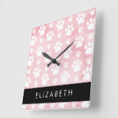 Hondenpoten, witte poten, roze Waterverven, Jouw n Vierkante Klok (Hoek)