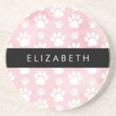 Hondenpoten, witte poten, roze Waterverven, Jouw n Zandsteen Onderzetter (Voorkant)