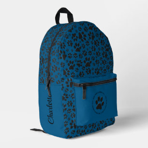 Hondenpoten zwart en wit Polka Dot op blauw Bedrukte Rugzak