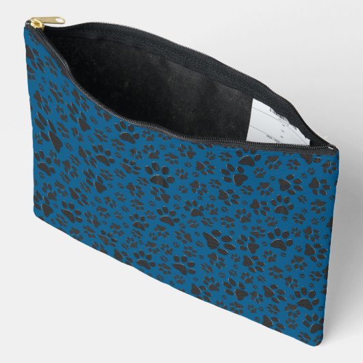 Hondenpoten zwart en wit Polka Dot op blauw Etui (Open)