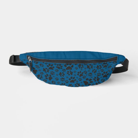 Hondenpoten zwart en wit Polka Dot op blauw Heuptasje (Voorkant)