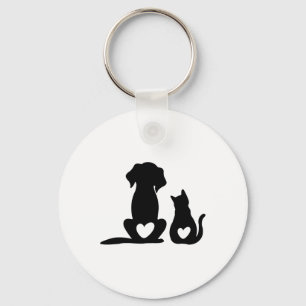 Hondenpuppy en Baby hond en kattenliefhebber Sleutelhanger