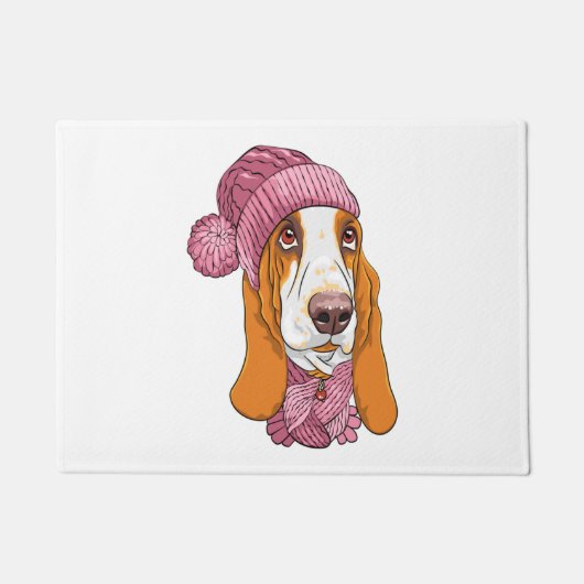 hondenras Basset Hound in gebreid pet Deurmat (Voorkant)