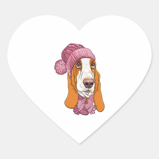 hondenras Basset Hound in gebreid pet Hart Sticker (Voorkant)