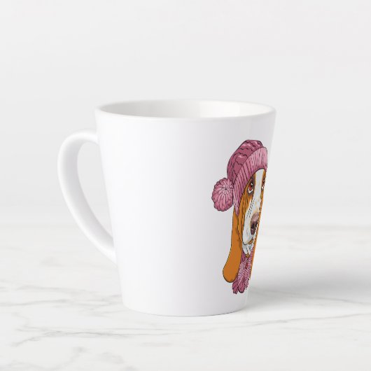 hondenras Basset Hound in gebreid pet Latte Mok (Linkerhoek)