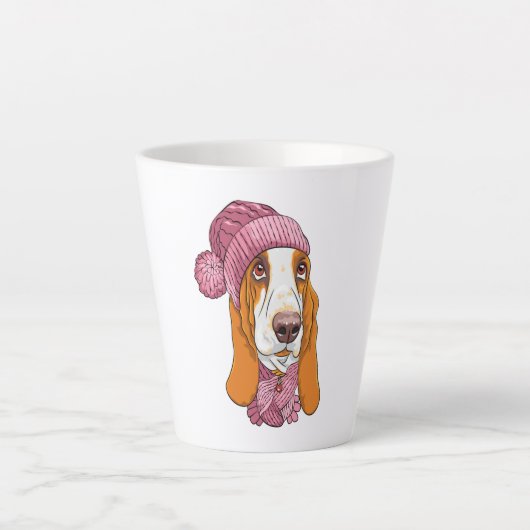 hondenras Basset Hound in gebreid pet Latte Mok (Voorkant)