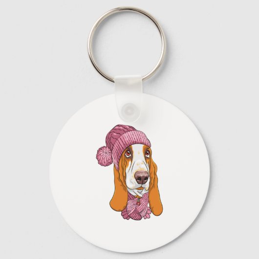 hondenras Basset Hound in gebreid pet Sleutelhanger (Voorkant)