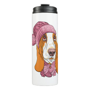 hondenras Basset Hound in gebreid pet Thermosbeker