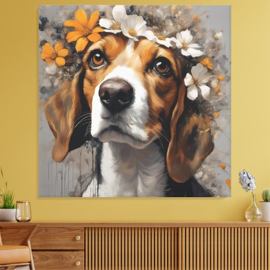 Hondenras Bloemenportretten 17 Canvas Afdruk (Insitu (Woonkamer))