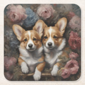 Hondenras Bloemenportretten 5 Kartonnen Onderzetters (Voorkant)