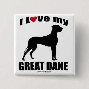 "HONDENRAS" - GREAT DANE - "IK HOOP VAN MIJN GROTE VIERKANTE BUTTON 5,1 CM