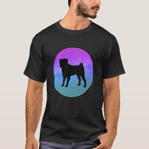 Hondenras Hond Pug Silhouet Ruimte Melkwegstelsel T-shirt