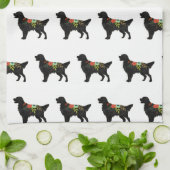 Hondenras met platte bekleding van bohemiene Flora Theedoek (Gevouwen)