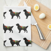 Hondenras met platte bekleding van bohemiene Flora Theedoek (Quarter Fold)