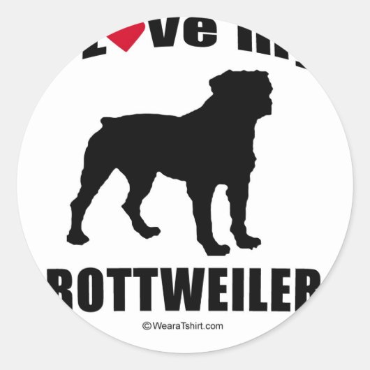 "HONDENRAS" - ROTTWEILER - "IK HOU VAN MIJN ROTTWE RONDE STICKER (Voorkant)