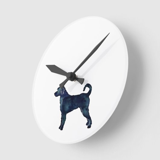 Hondenras Silhouette Black Waterverf Ronde Klok (Hoek)