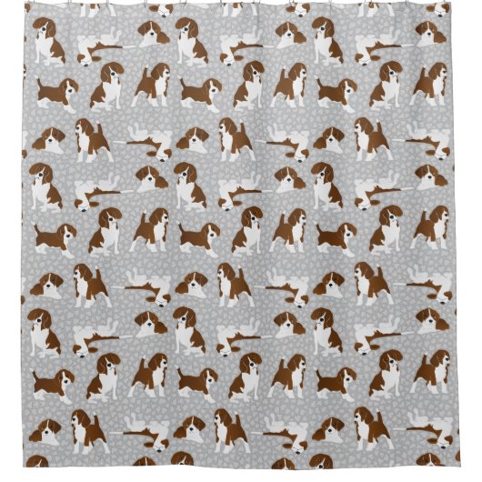 Hondenras van beagle - grijs douchegordijn (Voorkant)