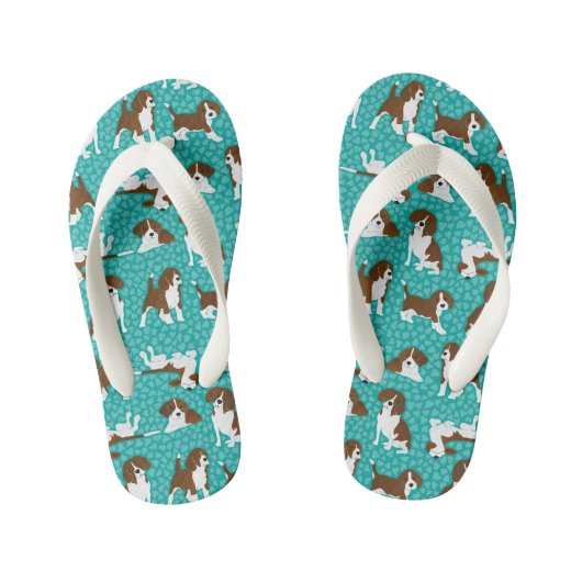 Hondenras van Beagle - turquoise Kinder Teenslippers (Voetbed)