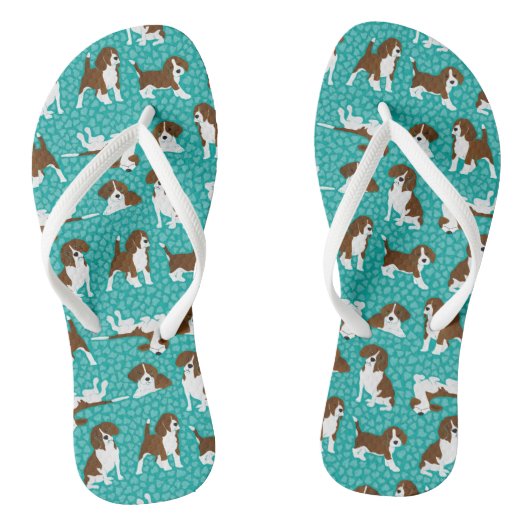 Hondenras van Beagle - turquoise Teenslippers (Voetbed)