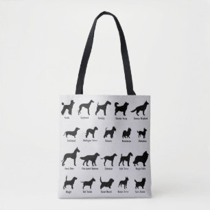 Hondenrassen in Silhouette Canvas tas