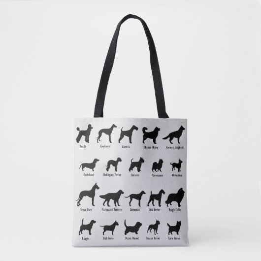 Hondenrassen in Silhouette Canvas tas (Voorkant)