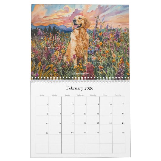 Hondenrassen - Middellange agenda Kalender (Feb 2026)