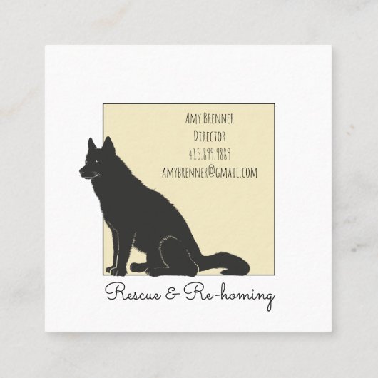 Hondenredding en adopties vierkante visitekaartje (Achterkant)