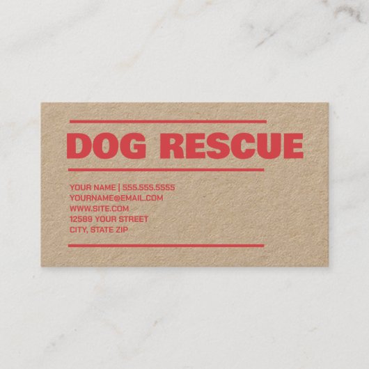 Hondenredding Visitekaartje (Voorkant)