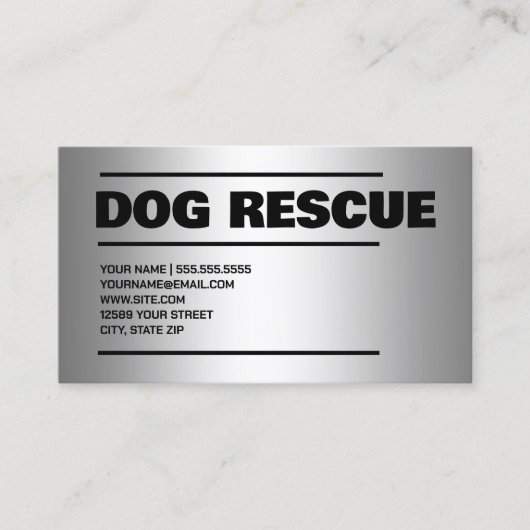 Hondenredding zilver visitekaartje (Voorkant)