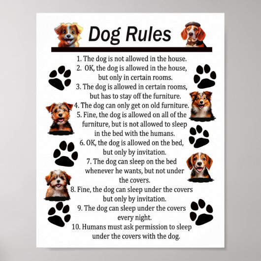 Hondenregels - Voor een GELUKKIGE HOND THUIS Poster (Voorkant)
