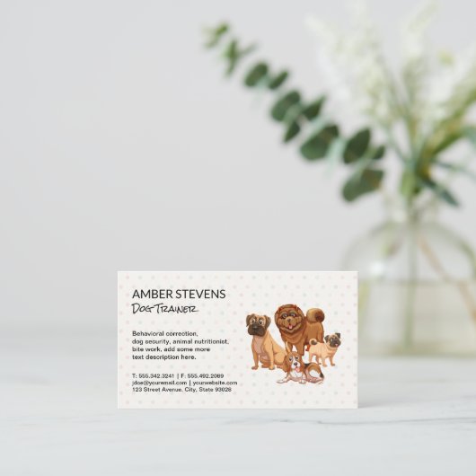 hondenroedel | Polka Dot Pattern Visitekaartje (Staand voorkant)