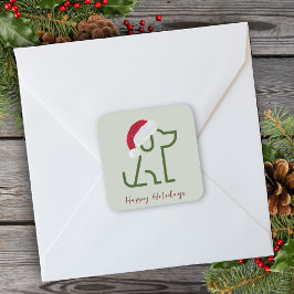 Hondenschema met Santa Hat Classic Square Sticker