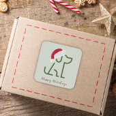 Hondenschema met Santa Hat Classic Square Sticker