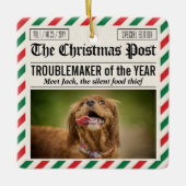 Hondenschurk Van Het Jaar Kerstkrant Keramisch Ornament (Voorkant)