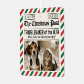 Hondenschurk Van Het Jaar Kerstkrant Metalen Ornament (Voorkant links)