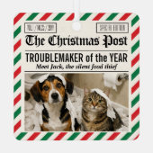 Hondenschurk Van Het Jaar Kerstkrant Metalen Ornament (Achterkant)