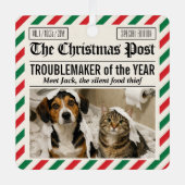 Hondenschurk Van Het Jaar Kerstkrant Metalen Ornament (Voorkant)