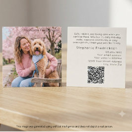 Hondensitter Walker Foto QR-code Zakelijke Kaart Vierkante Visitekaartje