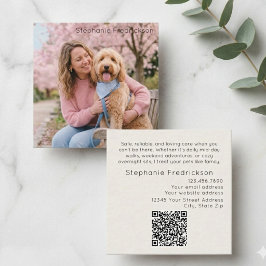 Hondensitter Walker Foto QR-code Zakelijke Kaart Vierkante Visitekaartje
