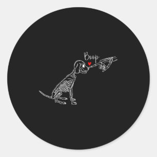 Hondenskelet Boop Hond Grappig Halloween Meisje Ma Ronde Sticker