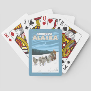 Hondenslee Scene - Cordova, Alaska Pokerkaarten