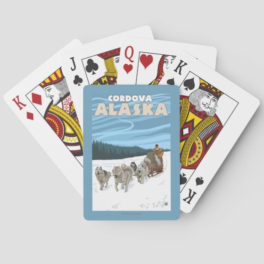 Hondenslee Scene - Cordova, Alaska Pokerkaarten (Achterkant)