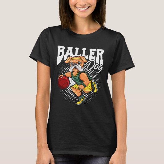 Hondensporter Bulldog gespierde hond basketbal T-shirt (Voorkant)