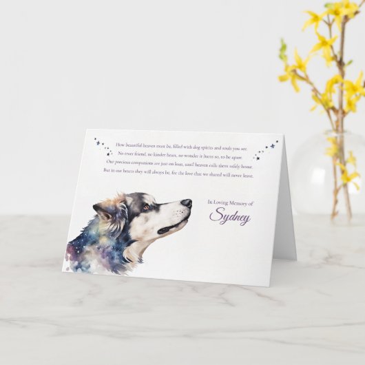 Hondensympathie condoleert gepersonaliseerde naam kaart (Gele Bloem)