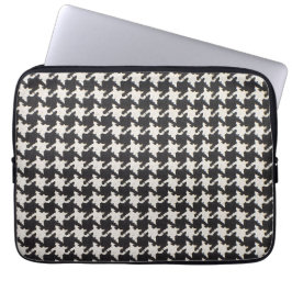 Hondentand zwart-wit patroon laptop sleeve