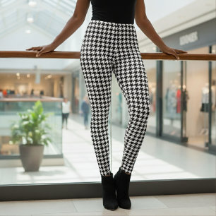Hondentandpatroon Zwart & Wit Leggings