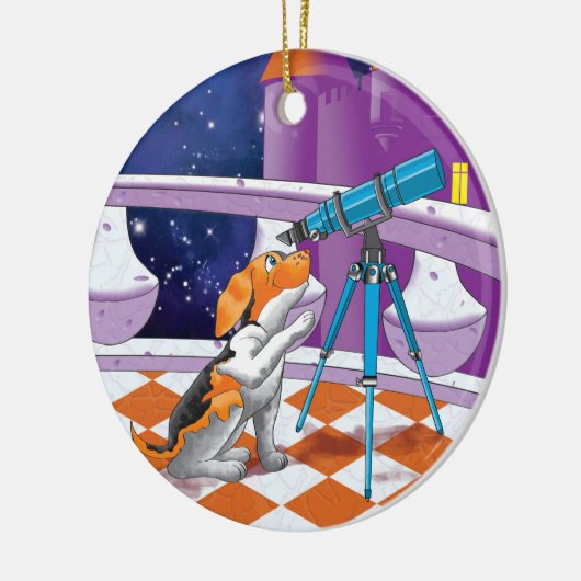 hondentelescoop keramisch ornament (Links)