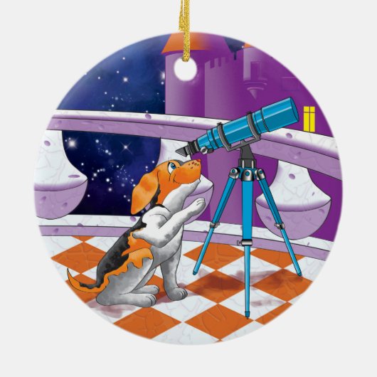 hondentelescoop keramisch ornament (Achterkant)